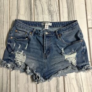 Madden Girl Blue Distressed Jean Shorts